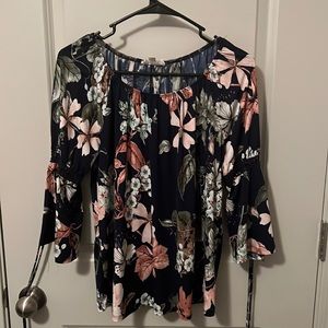 Navy floral blouse